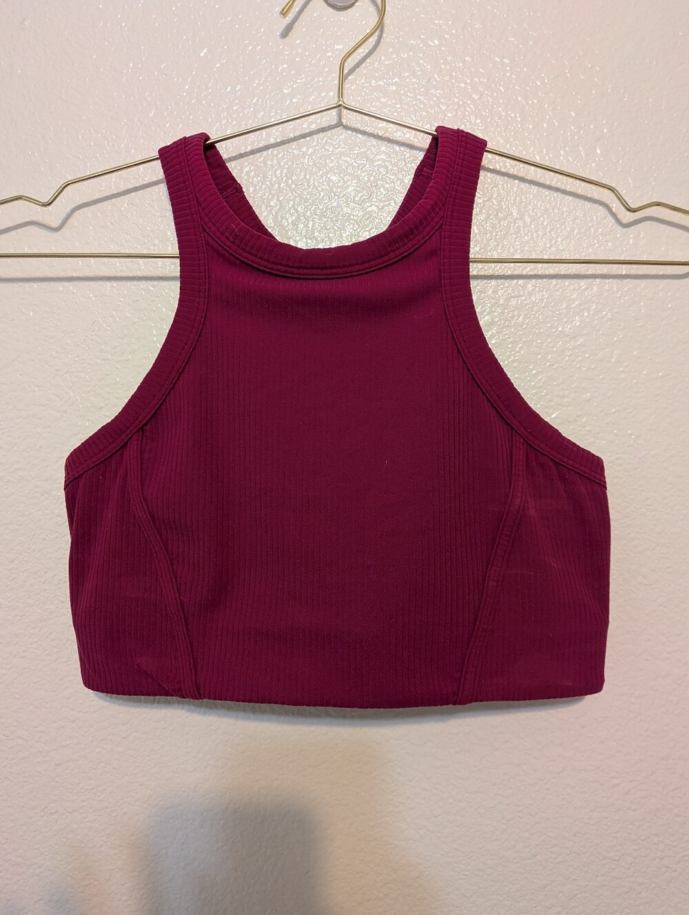 Lululemon Magenta Ribbed Nulu High-Neck Yoga Bra 8 EUC